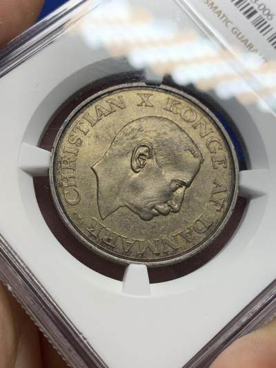 《竞宝斋》第406场 周日，周一，2场连拍 （全场包邮） NGC MS62 丹麦1937年登基25周年2克朗纪念币