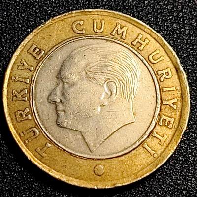 泉币菌-第67场-精品场 土耳其1里拉双色币 凯末尔总统 26mm