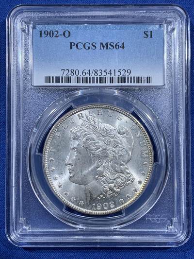 《竞宝斋》第406场 周日，周一，2场连拍 （全场包邮） - PCGS MS64 美国 1902-O版 摩根1美元银币