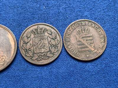 《竞宝斋》第406场 周日，周一，2场连拍 （全场包邮） 3枚一组 德意志汉诺威、巴伐利亚、萨克森2芬尼格铜币