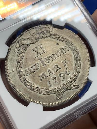 《竞宝斋》第406场 周日，周一，2场连拍 （全场包邮） NGC UNC 瑞士 苏黎世 1796年 泰勒银币 双面原味包浆 值得入手