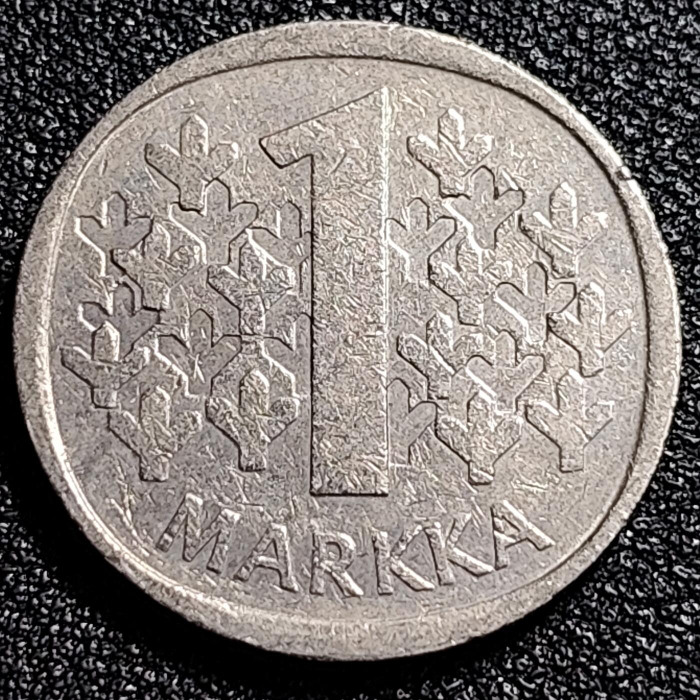 泉币菌-第66场-精品场 芬兰1974年1马克镍币.持剑狮子.枞树 24mm 字边