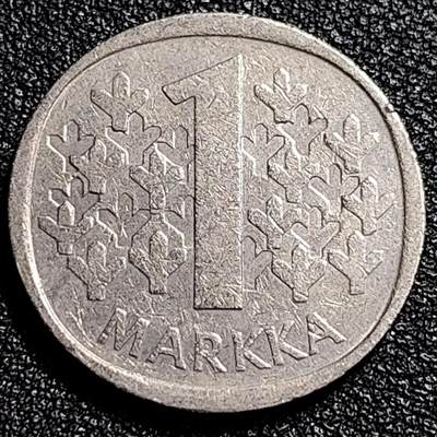 泉币菌-第66场-精品场 - 芬兰1974年1马克镍币.持剑狮子.枞树 24mm 字边