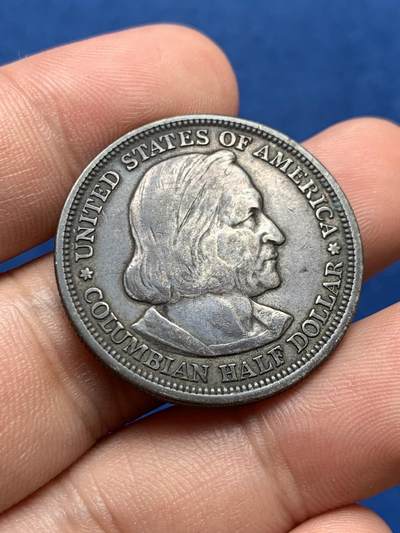 《竞宝斋》第406场 周日，周一，2场连拍 （全场包邮） 美国1893年纪念哥伦布发现新大陆400周年半美元银币