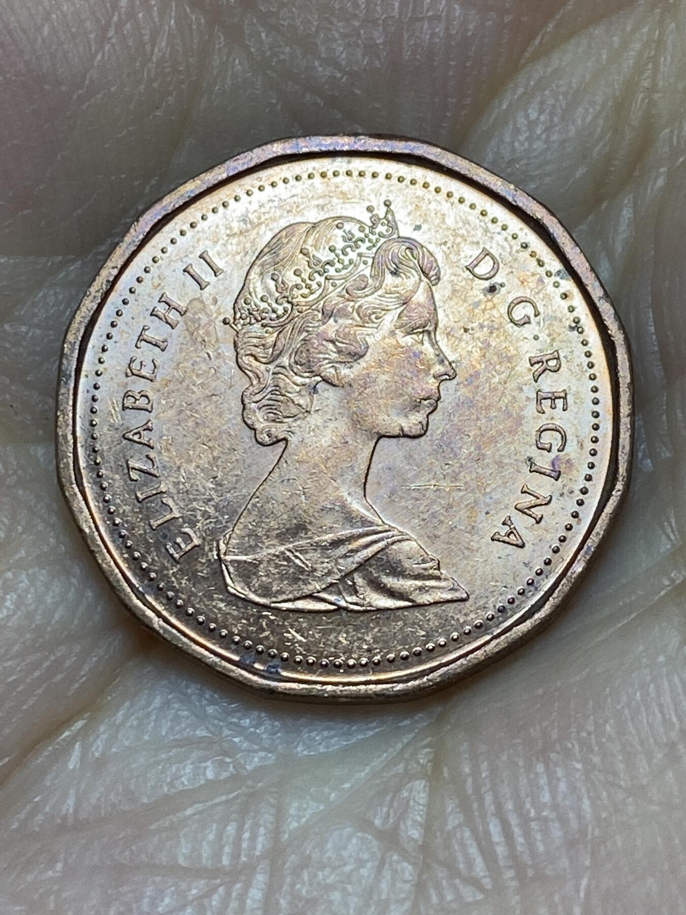2025年第七十二场(总第九十八场）外国好品散币(免佣金) 加拿大🇨🇦1986年1分(伊丽莎白二世中年花冠，第四版低浮雕版)