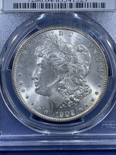 《竞宝斋》第406场 周日，周一，2场连拍 （全场包邮） PCGS MS64 美国 1902-O版 摩根1美元银币