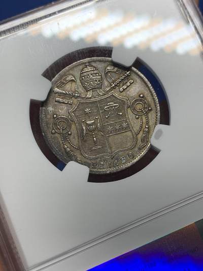 《竞宝斋》第406场 周日，周一，2场连拍 （全场包邮） NGC MS62 教皇国 1834年 格里高利十六世 30BAI 银币