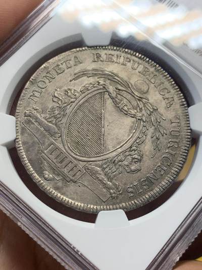 《竞宝斋》第406场 周日，周一，2场连拍 （全场包邮） NGC UNC 瑞士 苏黎世 1796年 泰勒银币 双面原味包浆 值得入手