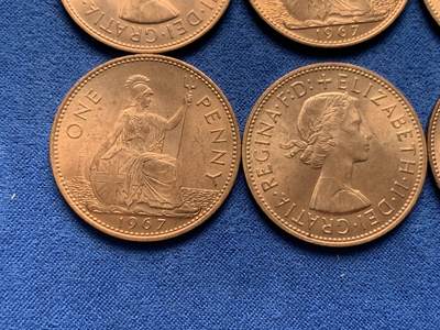 《竞宝斋》第406场 周日，周一，2场连拍 （全场包邮） 六枚一组 英国1967年铜币 卷拆原光