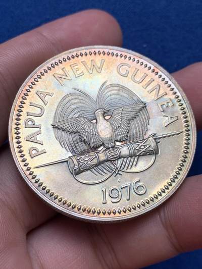 《竞宝斋》第406场 周日，周一，2场连拍 （全场包邮） 巴布亚新几内亚1976年10元天堂鸟精制大银币