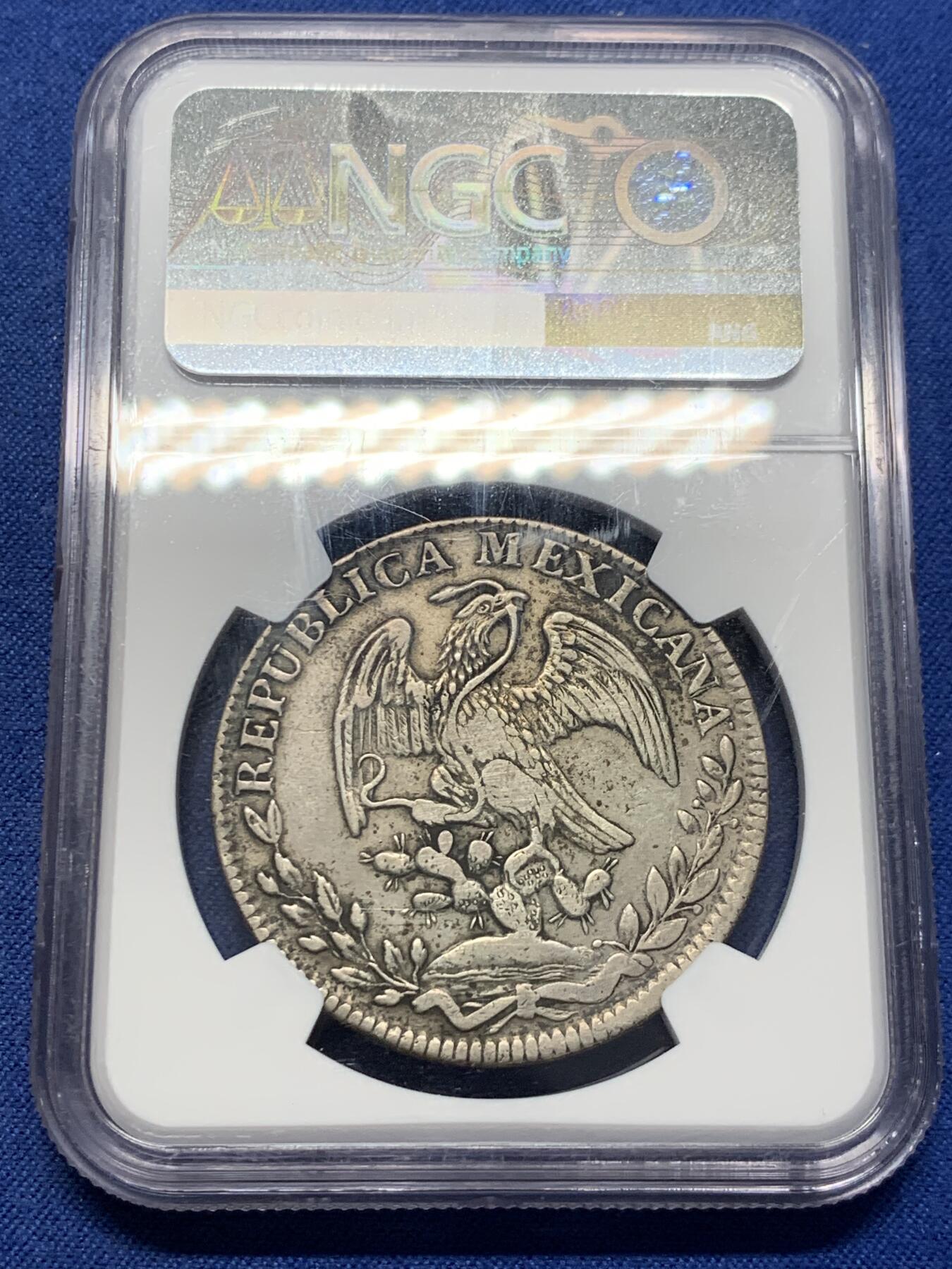 《竞宝斋》第406场 周日，周一，2场连拍 （全场包邮） NGC XFD 墨西哥 1831 Go MJ 鹰洋 8瑞尔 双星版 5级鹰 早期鹰 非常稀少