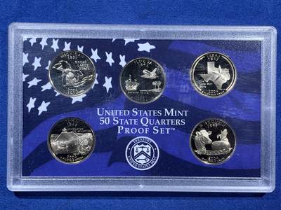 《竞宝斋》第406场 周日，周一，2场连拍 （全场包邮） 美国2004年6枚装精制套币+精制州币5枚套 盒证全