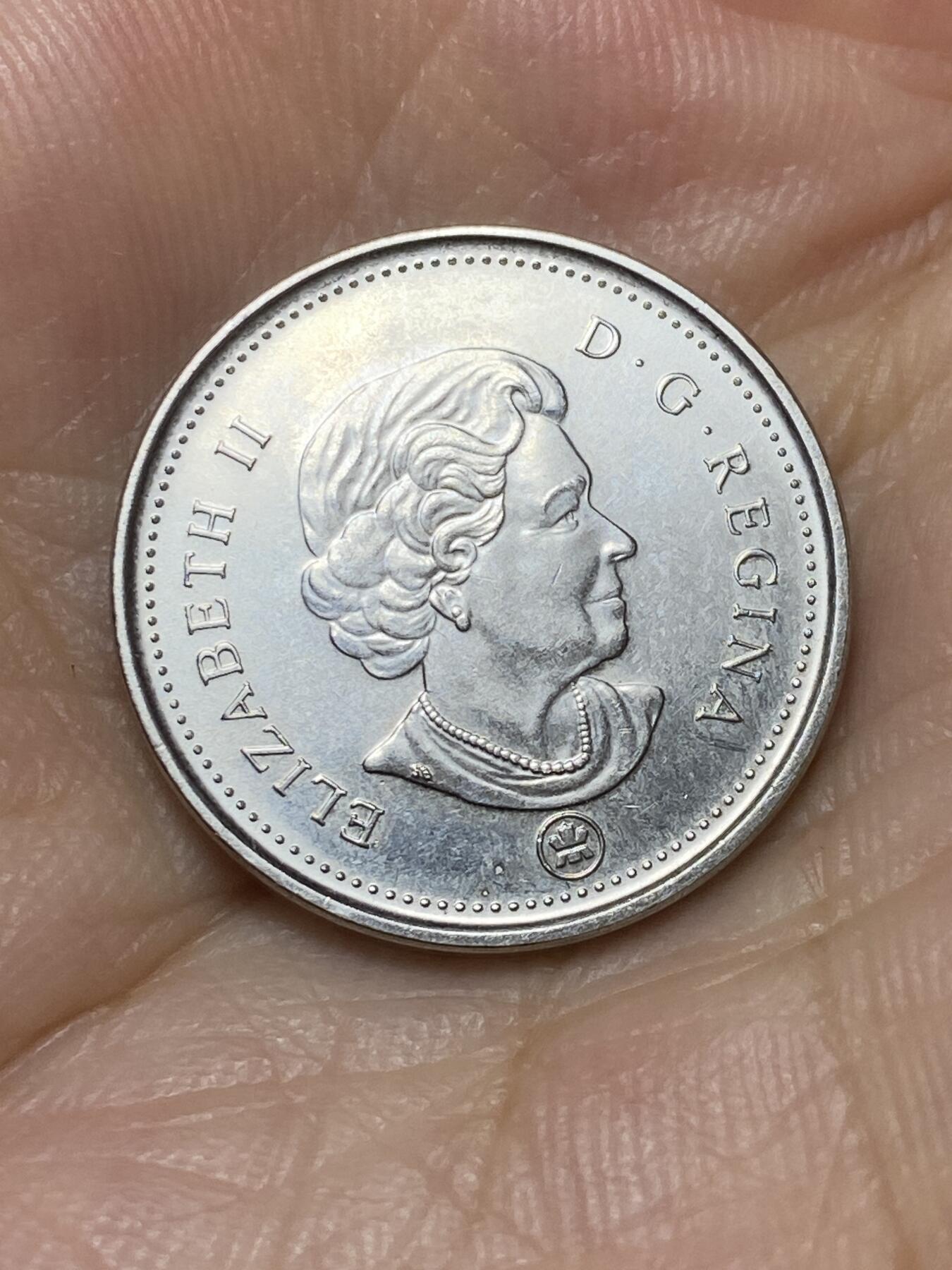 2025年第七十二场(总第九十八场）外国好品散币(免佣金) 加拿大🇨🇦2008年5分(伊丽莎白二世老年，枫叶标记版)