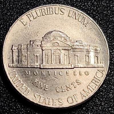 泉币菌-第67场-精品场 美国2006年D版5美分 杰斐逊纪念币 背图总统在蒙蒂塞洛的故居