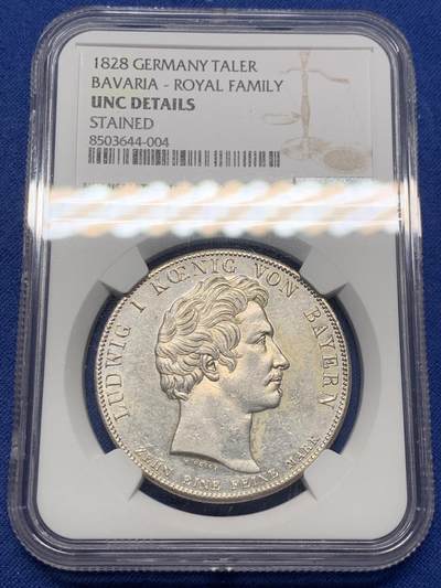 《竞宝斋》第406场 周日，周一，2场连拍 （全场包邮） NGC UNC 德国 1828年巴伐利亚祝福王室历史协定泰勒