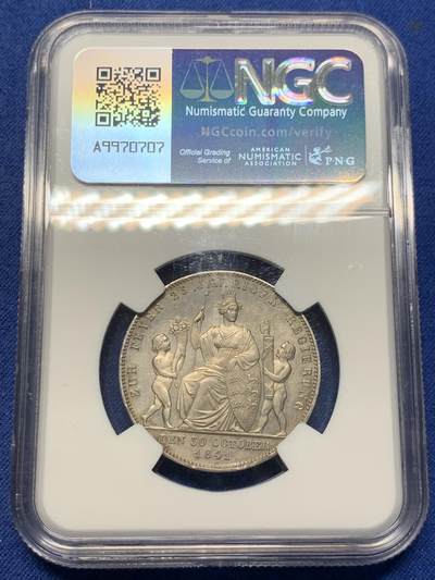 《竞宝斋》第406场 周日，周一，2场连拍 （全场包邮） NGC MS63 德国1841年符腾堡登基纪念1盾银币 原味包浆 品相状态很舒服