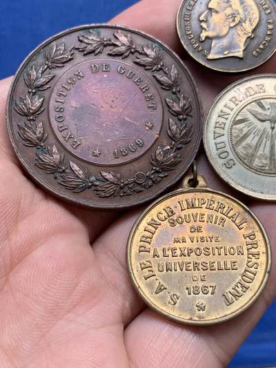 《竞宝斋》第406场 周日，周一，2场连拍 （全场包邮） 4枚一组 法国拿破仑铜章 总重约49.3克