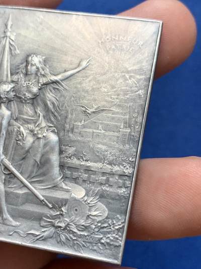 《竞宝斋》第406场 周日，周一，2场连拍 （全场包邮） G . Dupre 法国射击联合会镀银铜章 法国新艺术 乔治杜普雷，品相佳。尺寸：50.7 × 38 mm ，重：40.7g