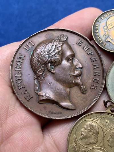《竞宝斋》第406场 周日，周一，2场连拍 （全场包邮） 4枚一组 法国拿破仑铜章 总重约49.3克