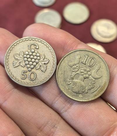 南宋泉阁俄币 外币 国币 专场第十五期【送拍无额外佣金】 - 塞浦路斯 钱币一组两枚 63年50米尔少见 好品