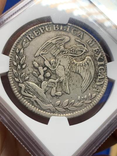 《竞宝斋》第406场 周日，周一，2场连拍 （全场包邮） NGC XFD 墨西哥 1831 Go MJ 鹰洋 8瑞尔 双星版 5级鹰 早期鹰 非常稀少