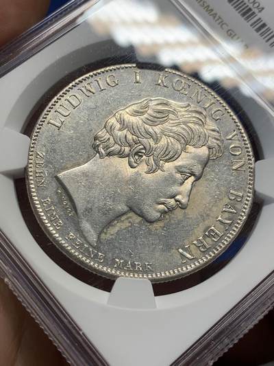 《竞宝斋》第406场 周日，周一，2场连拍 （全场包邮） NGC UNC 德国 1828年巴伐利亚祝福王室历史协定泰勒