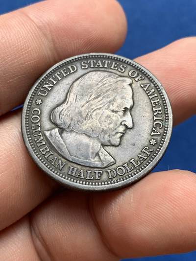 《竞宝斋》第406场 周日，周一，2场连拍 （全场包邮） 美国1893年纪念哥伦布发现新大陆400周年半美元银币