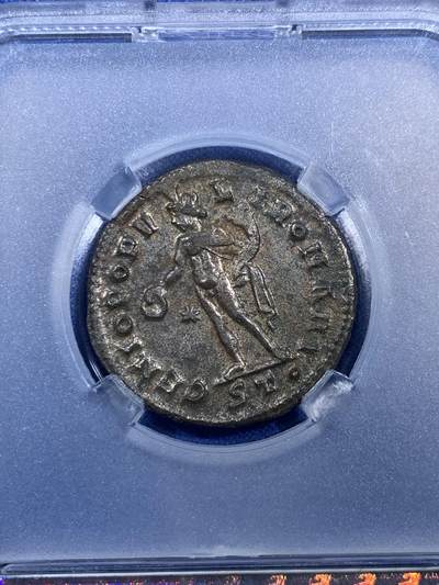 《竞宝斋》第406场 周日，周一，2场连拍 （全场包邮） TQG XF 罗马帝国 公元293-305年 伽列利乌斯洗银币 打制满分 表面4分 细节锐利 银层保留较好