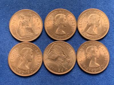 《竞宝斋》第406场 周日，周一，2场连拍 （全场包邮） 六枚一组 英国1967年铜币 卷拆原光