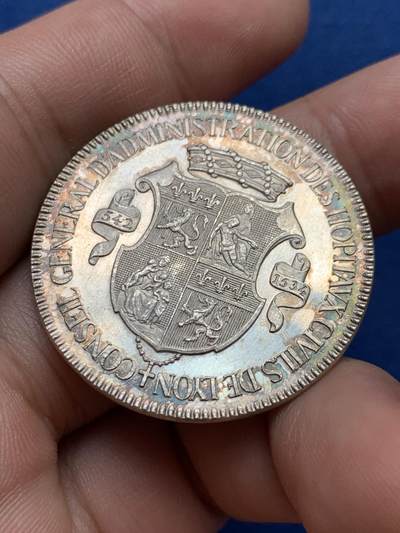 《竞宝斋》第406场 周日，周一，2场连拍 （全场包邮） 法国里昂皇家医院银质代币 15.5克 34.7mm 蜜蜂银标