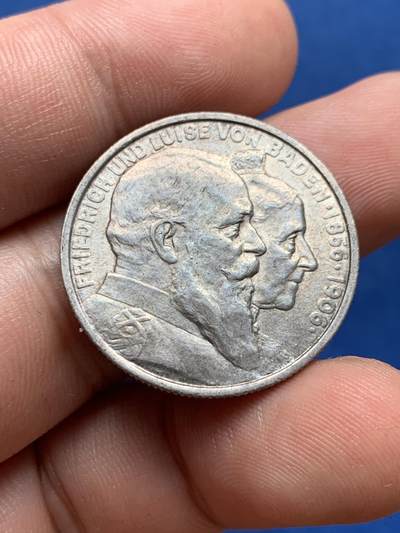 《竞宝斋》第406场 周日，周一，2场连拍 （全场包邮） 德国1906年巴登纪念2马克银币