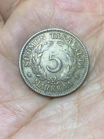 2025年第七十二场(总第九十八场）外国好品散币(免佣金) - 芬兰🇫🇮1947年5马克(第二版，黄铜材质早期S标)