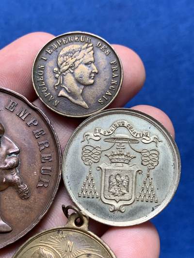 《竞宝斋》第406场 周日，周一，2场连拍 （全场包邮） 4枚一组 法国拿破仑铜章 总重约49.3克