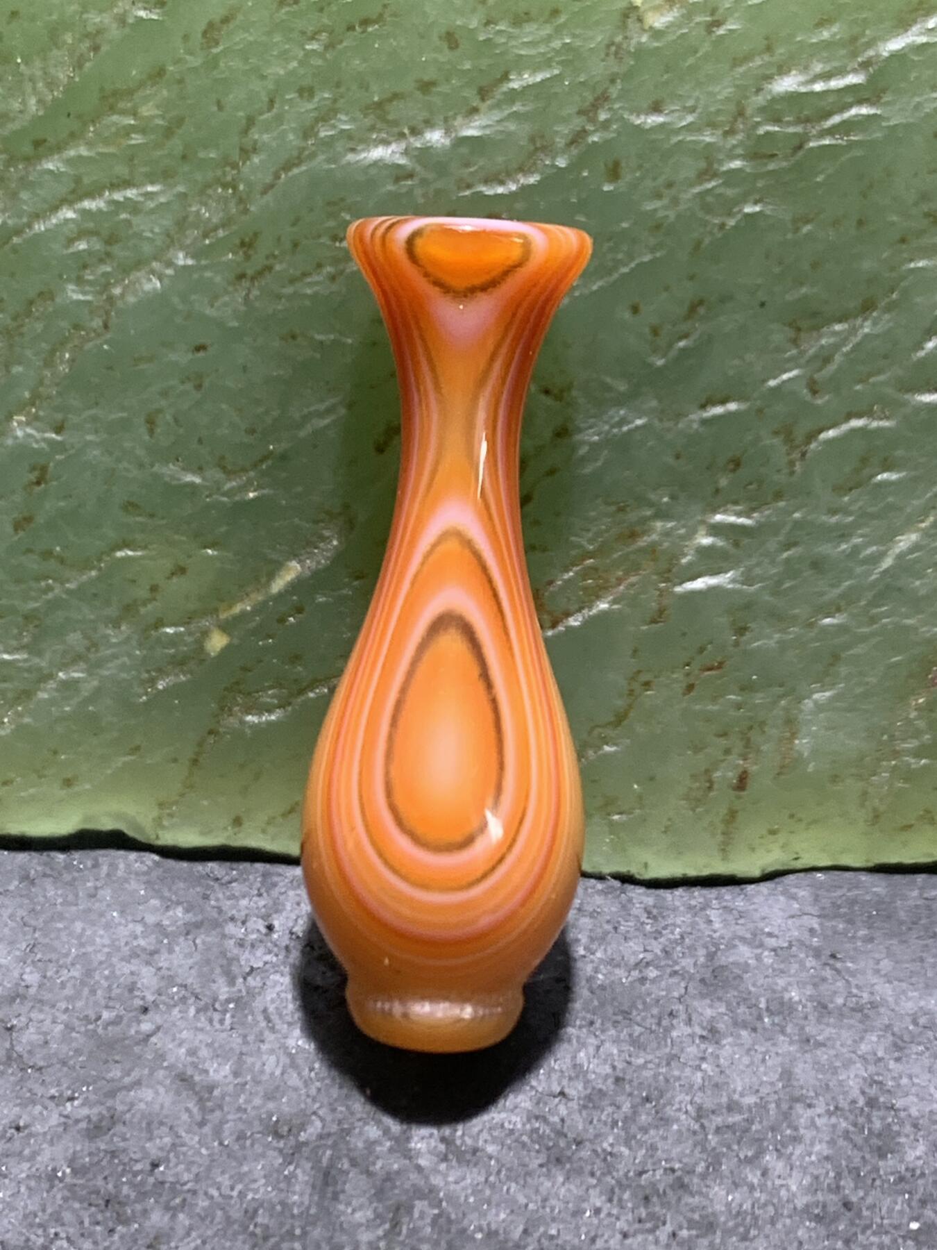 精美高玉化千层纹缠丝玛瑙双天眼瓶子珠一个