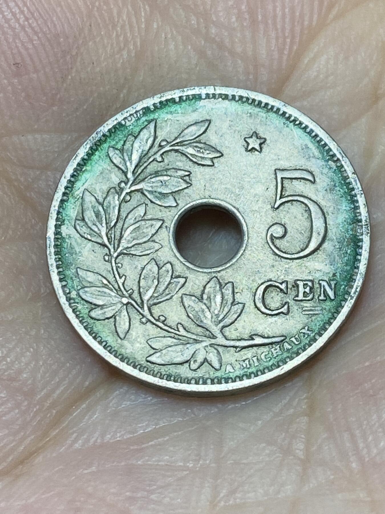 2025年第七十二场(总第九十八场）外国好品散币(免佣金) 比利时🇧🇪1931年5生丁(阿尔贝一世时期，带星版，荷语版关门年仅发行2年)
