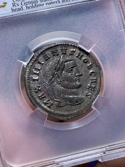 《竞宝斋》第406场 周日，周一，2场连拍 （全场包邮） TQG XF 罗马帝国 公元293-305年 伽列利乌斯洗银币 打制满分 表面4分 细节锐利 银层保留较好