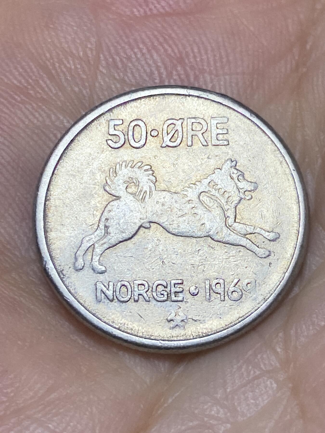 2025年第七十二场(总第九十八场）外国好品散币(免佣金) 挪威🇳🇴1969年50欧尔(奥拉夫五世第一版)