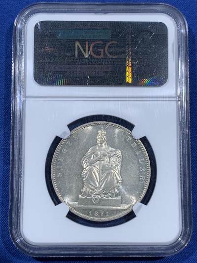 《竞宝斋》第406场 周日，周一，2场连拍 （全场包邮） NGC MS64 德国1871A普鲁士胜利泰勒 银币