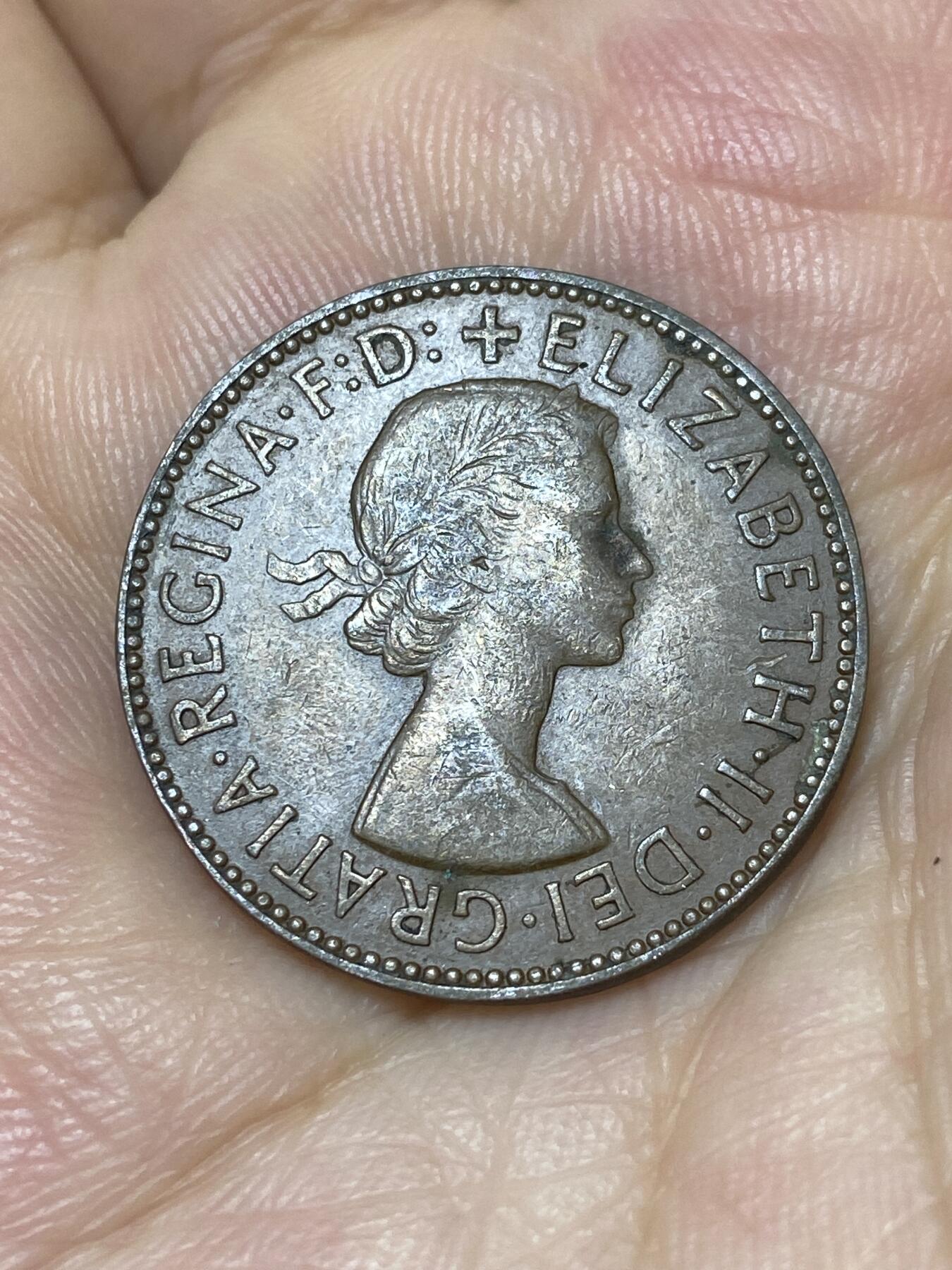 2025年第七十二场(总第九十八场）外国好品散币(免佣金) 较少见–英国🇬🇧1954年半便士(伊丽莎白二世青年桂冠，第二版首发年)