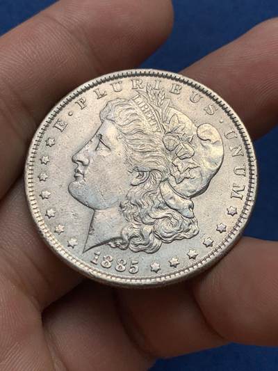 《竞宝斋》第406场 周日，周一，2场连拍 （全场包邮） 美国1885年摩根银币 带光