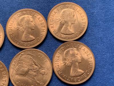 《竞宝斋》第406场 周日，周一，2场连拍 （全场包邮） 六枚一组 英国1967年铜币 卷拆原光