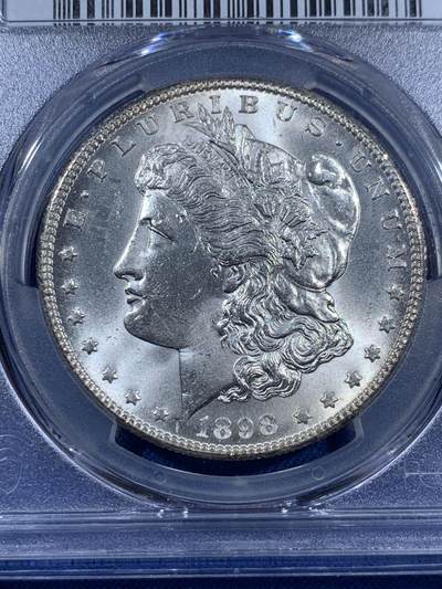 《竞宝斋》第406场 周日，周一，2场连拍 （全场包邮） PCGS MS65 美国1898年摩根O版1美元银币 白净犀利