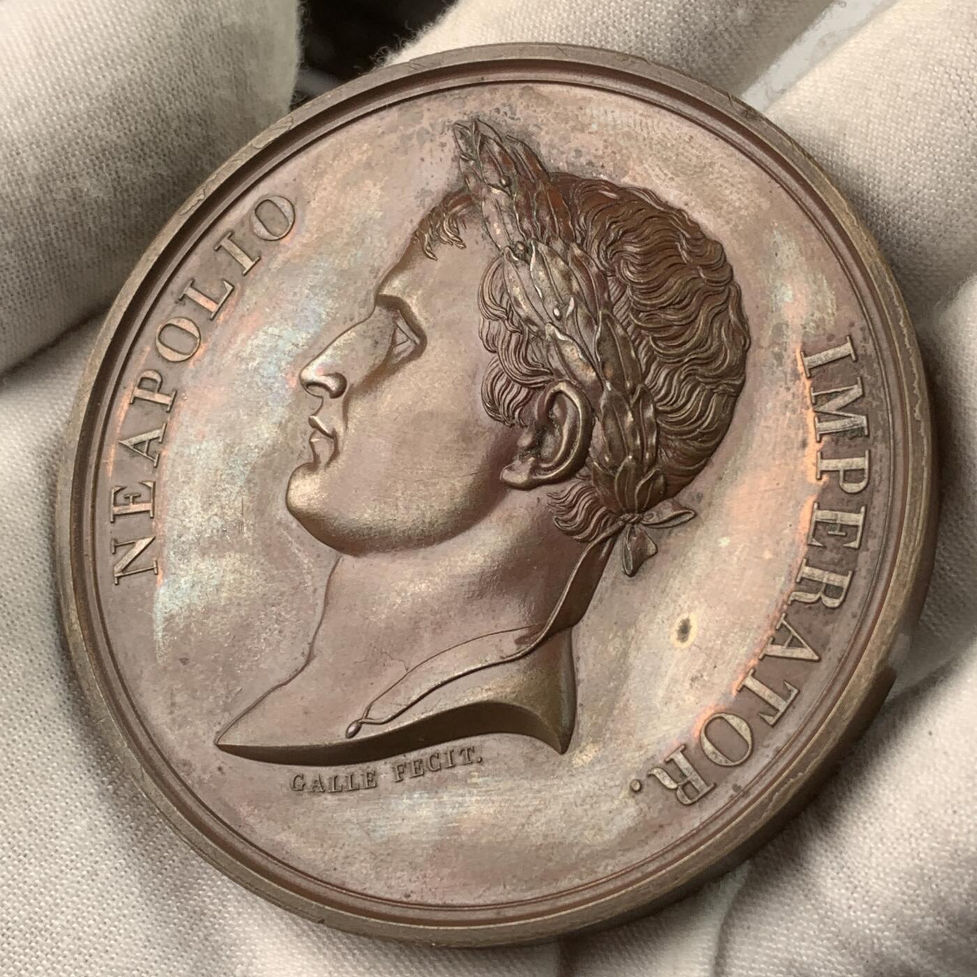 掌中浮雕-藏着的欧洲第032场 1804年拿破仑一世皇帝加冕大铜章 ，68mm，光边无边铭