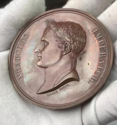 掌中浮雕-藏着的欧洲第032场 1804年拿破仑一世皇帝加冕大铜章 ，68mm，光边无边铭