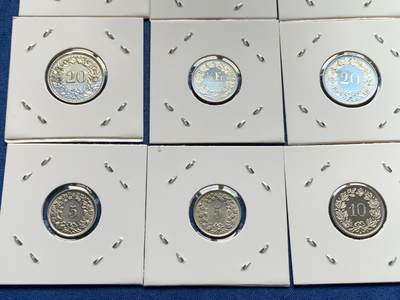 《竞宝斋》第406场 周日，周一，2场连拍 （全场包邮） 13枚一组 瑞士各时期硬币 细节见图