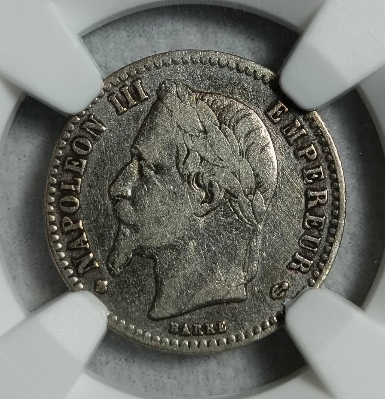 1868年BB版法国拿破仑三世50C银币