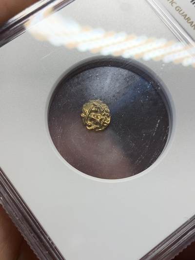 《竞宝斋》第406场 周日，周一，2场连拍 （全场包邮） NGC MS63 印度 迈索尔王国 1638-1812年 1F 金币 南印度经典货币形态 毗湿奴神像 外拍上涨品种