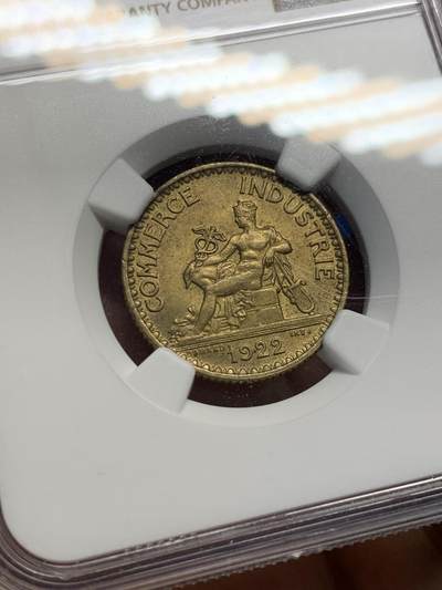 《竞宝斋》第406场 周日，周一，2场连拍 （全场包邮） NGC MS64 法国1922商务部1法郎，墨丘利像，经典设计，好品相少见