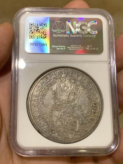 《竞宝斋》第406场 周日，周一，2场连拍 （全场包邮） 冠军分 NGC MS62 神圣罗马帝国 1663年 萨尔茨堡 抱婴泰勒银币 同分2019年8200成交 本枚略低评