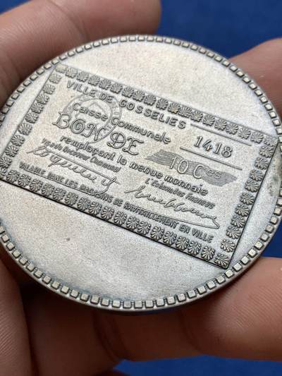 《竞宝斋》第406场 周日，周一，2场连拍 （全场包邮） Gosselies收藏家俱乐部镀银奖章。直径：50.2mm，重:52.2g。